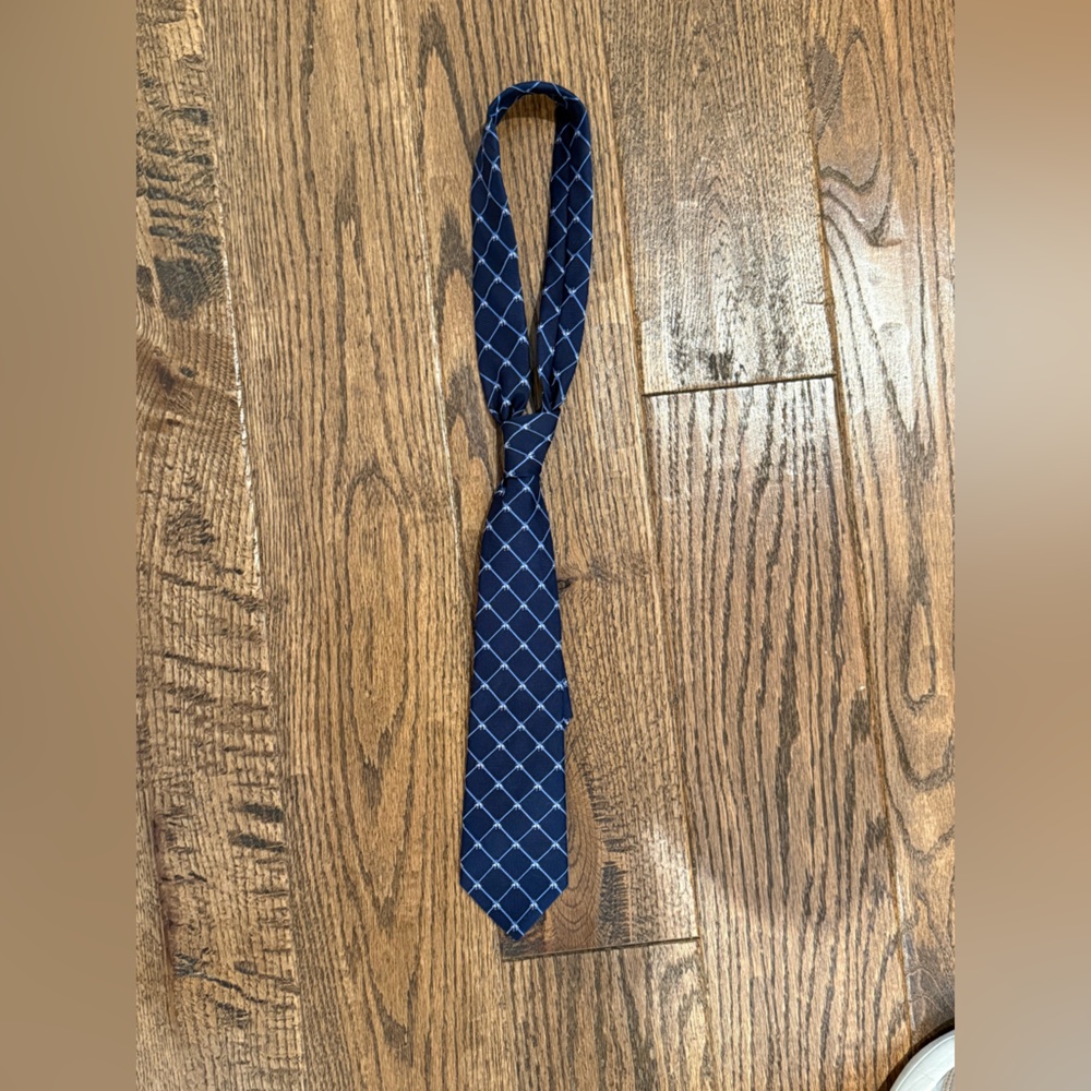 Navy Blue Checkered kid’s tie by Brooks Brothers.